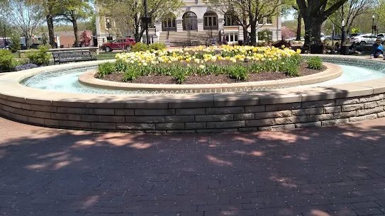 The fountain on the Bentonville Square in downtown Bentonville, Arkansas
